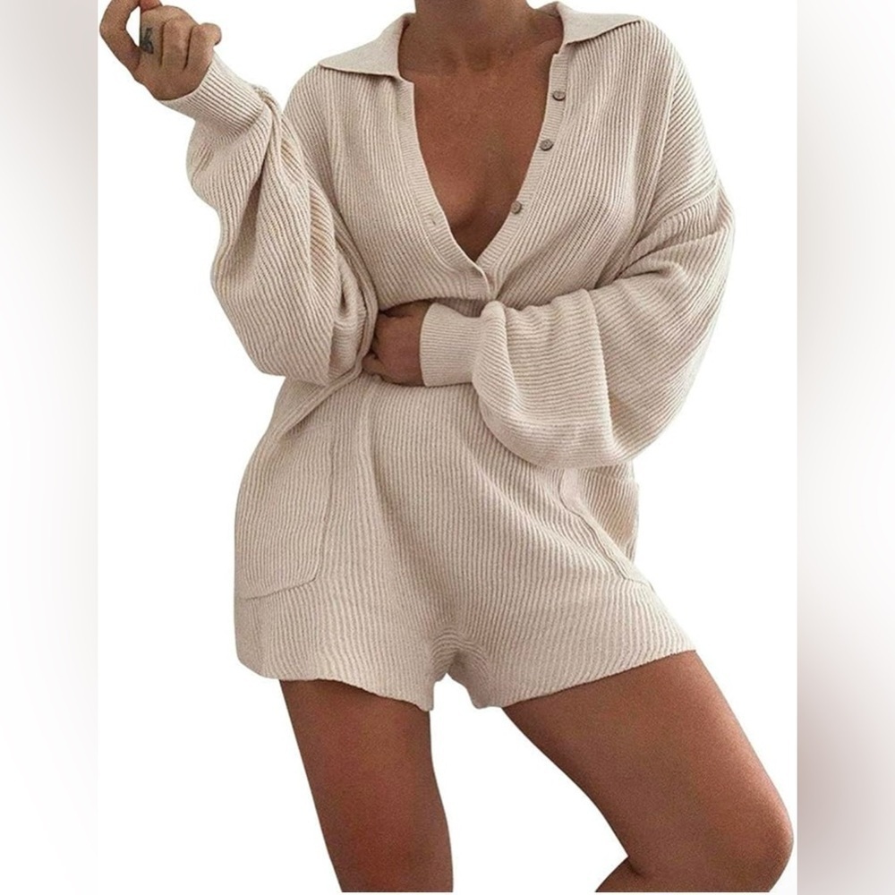 By Together Cream Knit Romper